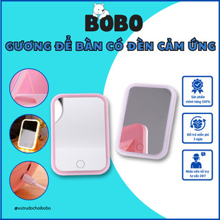 Gương trang điểm để bàn kèm đèn led cảm ứng trên mặt gương có chân đỡ tiện dụng
