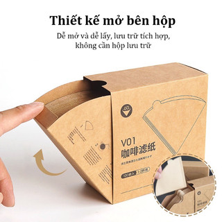 Giấy lọc cà phê hộp 100 tờ Giấy lọc cafe V60 size 1 và size 2 được làm từ gỗ tự nhiên