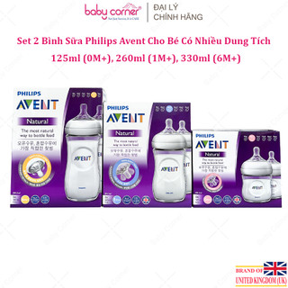 [Chính Hãng, Fullbox] Bình Sữa Đôi Philips Avent Nhựa PP 125ml/ 260ml/ 330ml Cho Bé 0M+