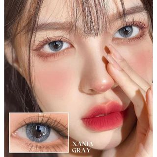 Lens tone xám tây viền tia không giãn chính hãng , lens dành cho mắt thở, độ cận 0 đến 8, xania gray
