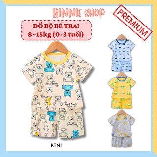 Đồ bộ tay ngắn BINNIE SHOP Đồ bộ mùa hè bé trai từ 8-15kg (0-3 tuổi) chất vải cotton quảng châu xuất hàn KaiKai KTN1