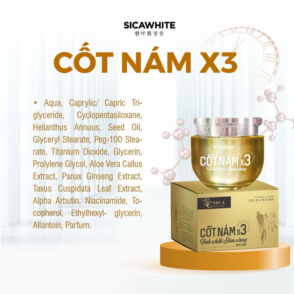 Kem Cốt Nám X3 Sica White 30G, Hỗ Trợ Da Thâm, Sạm, Nám, Tàn Nhang, Dưỡng Sáng Mịn Da - SICA WHITE