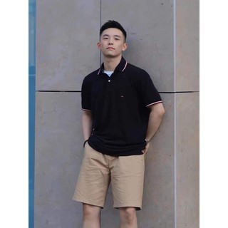 Áo polo tommy hilfiger basic trắng / đen - polo tommy unisex