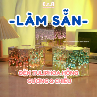 [LÀM SẴN] Đèn hoa tulip khung vuông tráng gương handmade, đèn hoa tuylip làm quà tặng sinh nhật, 20/10 - Erashop