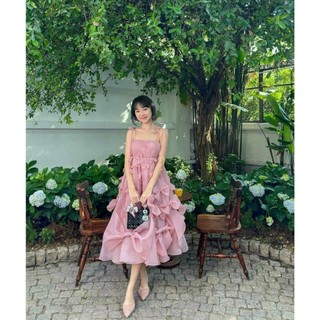 Đầm maxi 2 dây nhiều nơ(có mút ngực)