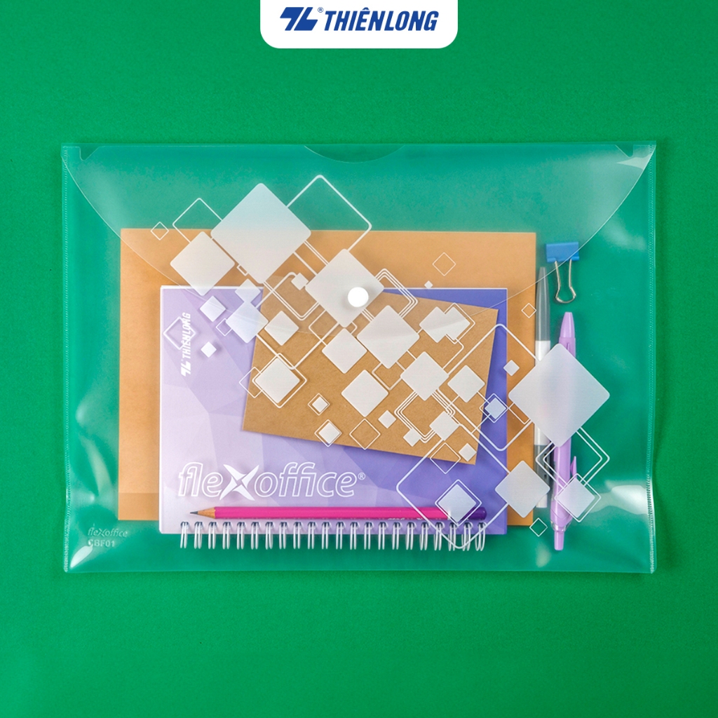 Combo 5 Bìa nút F4 Flexoffice Thiên Long FO-CBF01, bìa tài liệu bền, chứa tối đa 125 tờ F4.