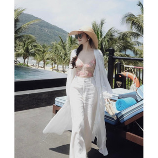 QUẦN LINEN LƯNG CAO ỐNG RỘNG DÁNG XUÔNG DÀI 101 CM SIÊU ĐẸP PHONG CÁCH BASIC