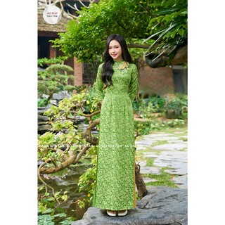 G43 áo dài gấm thêu, áo dài nhà tấm