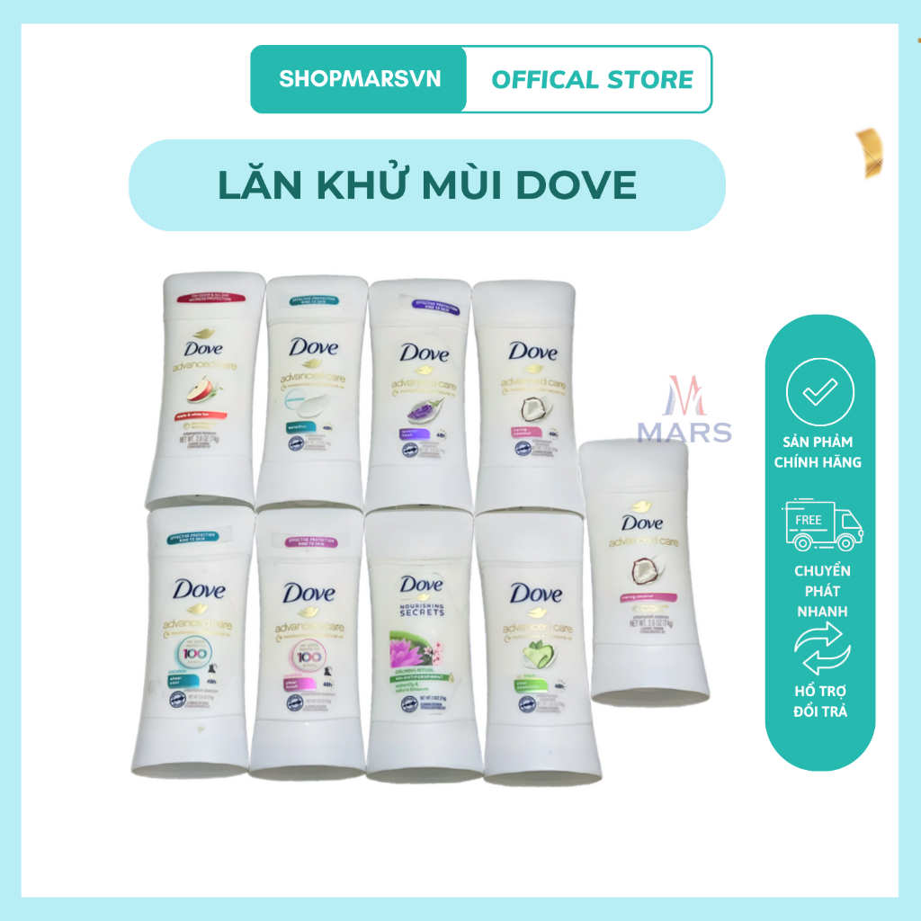 Lăn Khử Mùi Dove Advanced Care 48h, sáp khử mùi Dove Advanced Care 74g