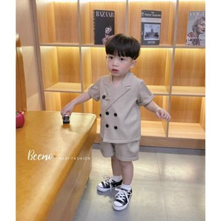 Set bộ vest Beemo phối cúc công tử mặc hè chất liệu tech chéo thoáng mát mặc đi sự kiện cho bé từ 4 - 5 tuổi