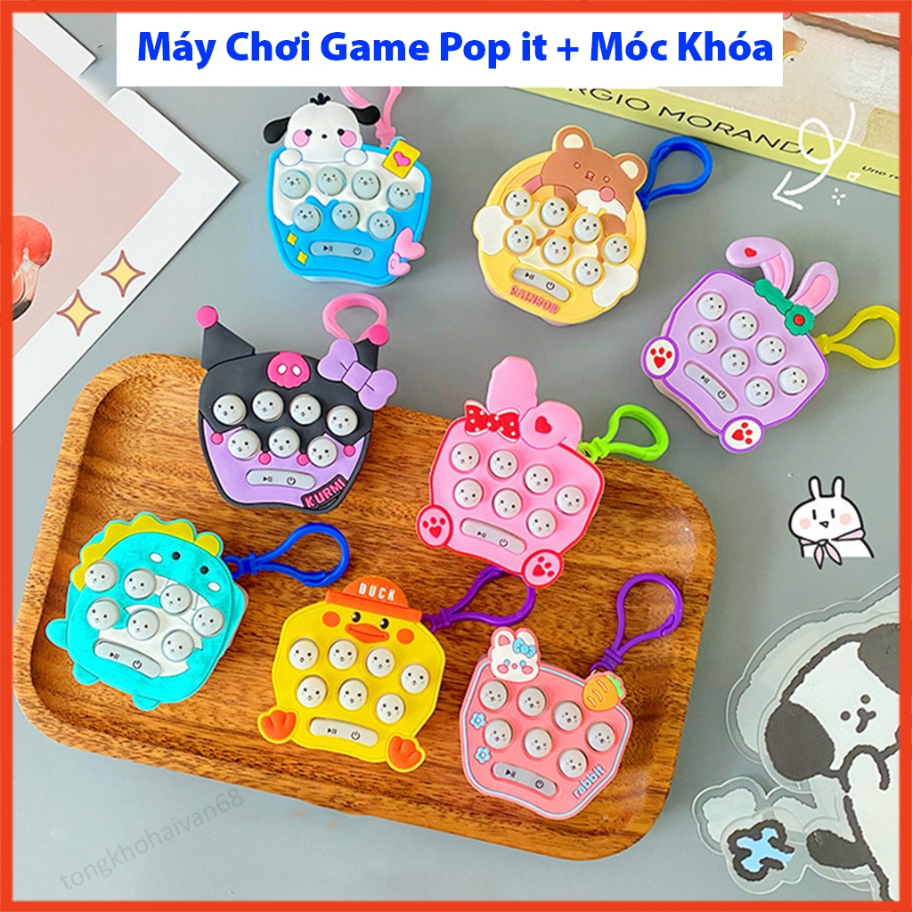 Móc khóa máy chơi game Pop it cầm tay, pop it thế hệ mới có thể chơi điện tử giải trí bấm nút theo đèn nhạc