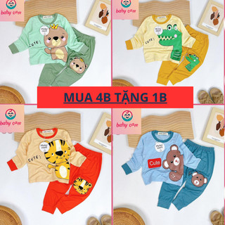 Bộ Dài Tay THUN LẠNH MINKY MOM In Hình Toàn Thân Họa Tiết Cute,Bộ dài tay cho bé trai bé gái từ 5-18kg