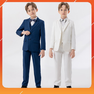 Bộ vest bé trai cao cấp cho bé đi tiệc TQB165 TQB166 gồm 3 chi tiết (áo ghile + áo vest + quần tây) tặng kèm nơ