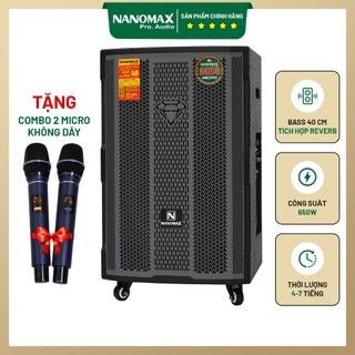 Loa kéo nanomax sk-15d5 bass 40cm công suất 650w karaoke bluetooth micro pin sạc