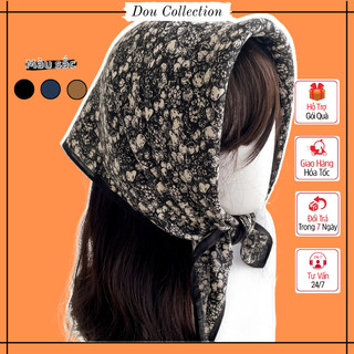 Khăn lụa vuông nữ, Khăn quàng cổ 65x65cm chất mềm hoạ tiết hoa nhí phong cách trẻ trung thời thượng - Mã KL133