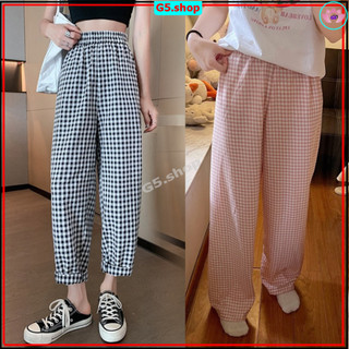 Quần Dài Baggy KARO Nữ Hàn Quốc Ống Rộng Chất vải Thô Loại Đẹp Họa Tiết Kẻ Sọc Thời Trang Cho Nữ 40-70kg - g5.shop