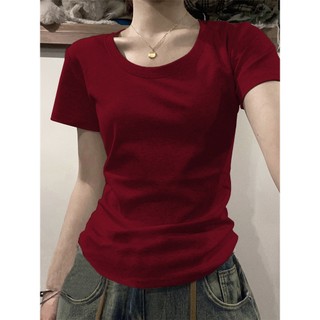 Áo thun nữ ôm body trơn, chất vải thun 100% cotton cao cấp, siêu co giãn, mềm mịn.