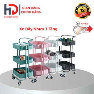 Xe Đẩy 3 Tầng Nhựa Trang Trí Tiện Lợi Cao Cấp Chính Hãng
