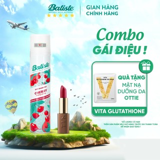  Dầu Gội Khô Batiste Cherry Hương Anh Đào 200ml & Son Thỏi Lì Cao Cấp Hàn Quốc Tinchew 4 Màu
