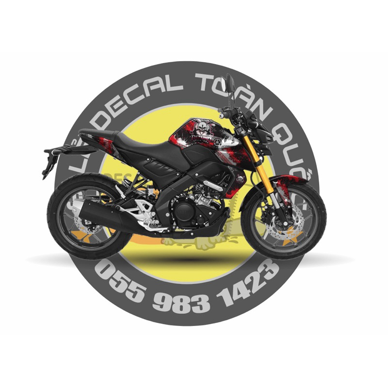 tem trùm xe MT15 mẫu Độ Mixi decal 3 lớp chống nước chống xước và dễ dán