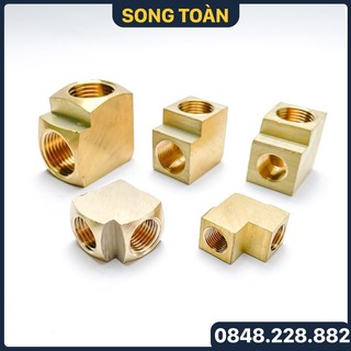 Co ren trong thau, cút ren trong 9.6 13 17 21 đồng thau - phay dày