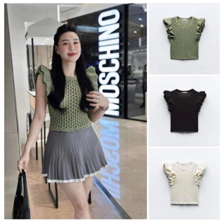 [SALE] Áo len ngắn tay croptop Zara Authentic