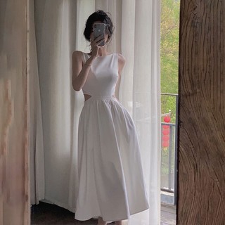 Váy đầm mùa hè dáng dài khoét eo tôn dáng, đầm maxi đi biển đi tiệc phong cách Pháp hottrend SP145