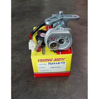 Ổ khóa trước, nguyên bộ trước + sau của xe Jupiter Gravita hàng Vương Niệm, có chìa dẹp và 6 cạnh