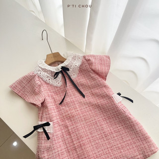 Avi dress Váy thiết kế bé gái P'ti chou 10-23kg tweed mix ren