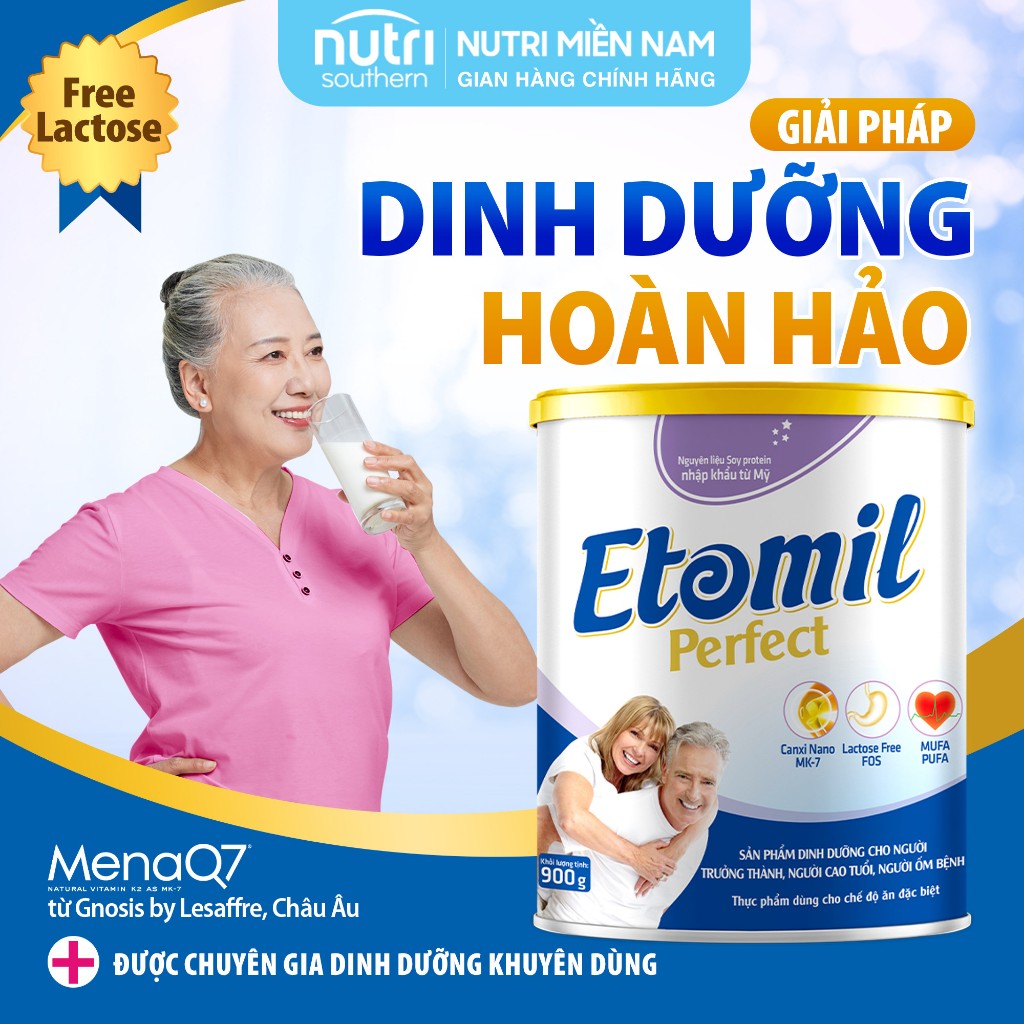 Sữa Cho Người Lớn Tuổi, Người Ốm Bệnh ETOMIL PERFECT - Dinh Dưỡng Cho Người Cao Tuổi Hương Vị Dễ Uống Lon 900gr