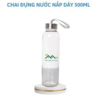 Chai đựng nước có nắp dây xách thủy tinh đựng nước ép sinh tố đồ uống handmade