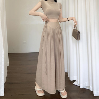 Quần ống rộng nữ chất đũi tơ mềm mại, quần đũi ống rộng lưng cao chất mát mẻ