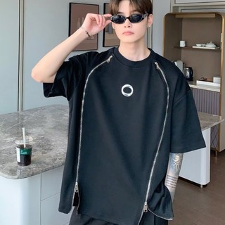 Áo Phông  Áo Thun  form rộng ngắn tay In Hình Khóa Kéo Dọc Áo phong cách Hàn Quốc