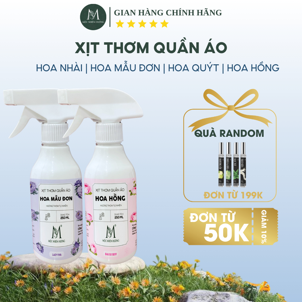 Xịt thơm quần áo Mộc Nhiên Hương lưu hương lâu, chiết xuất từ tinh dầu nước hoa 250ml