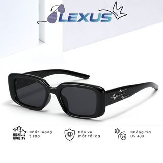 Kính râm đen vuông nữ LEXUS nhựa bản to sang chảnh lens phân cực chống UV400