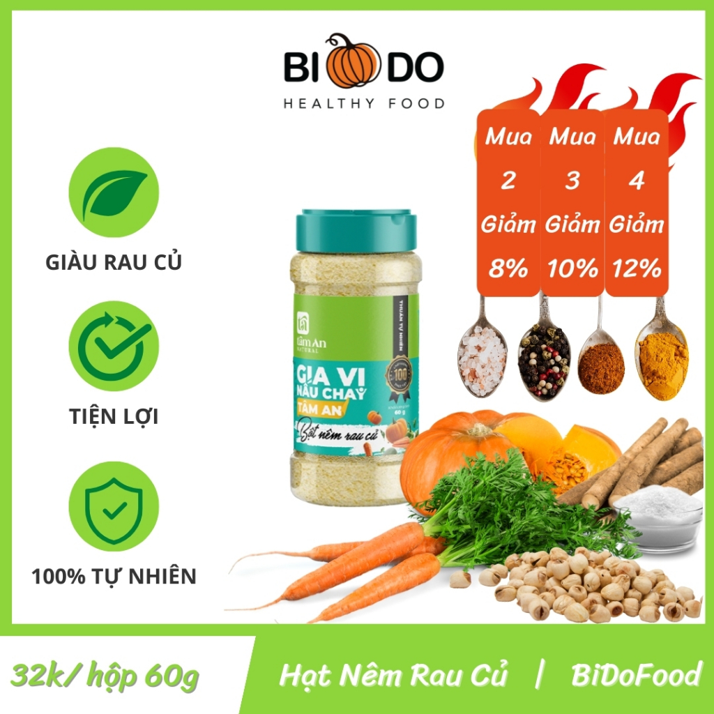 Hạt Nêm Rau Củ Cho Bé Ăn Dặm - Bí Đỏ Food - Bột Nêm Chay Ngưu Bàng