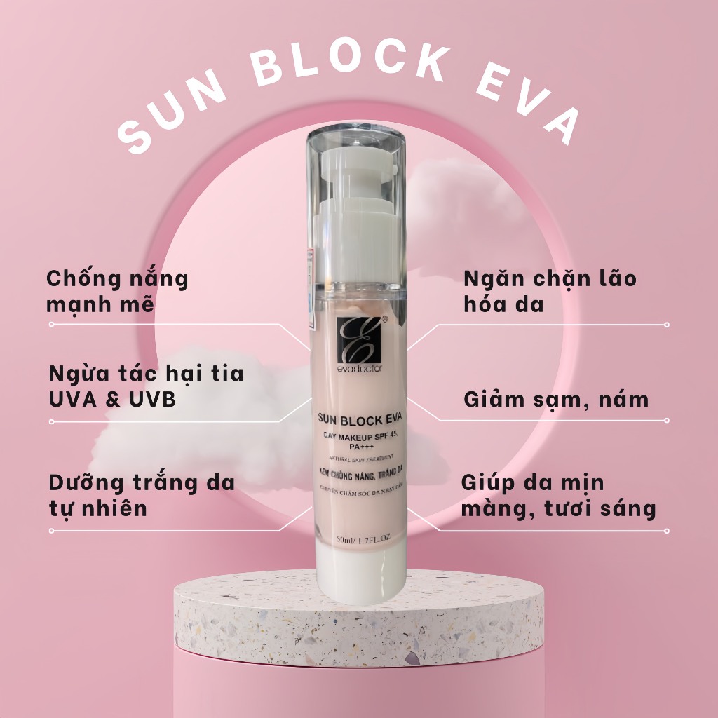 SUN BLOCK EVA Kem Chống Nắng, Trắng Da