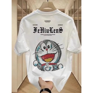 Áo thun bé trai form rộng, áo thun cotton cộc tay cho bé in hình Doremon dễ thương, cá tính, năng động