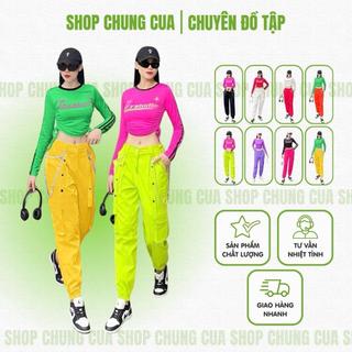 Quần kaki túi hộp phối xích cá tính, quần jogger kaki nữ tập zumba, aerobic, shuffdance nhiều màu lựa chọn