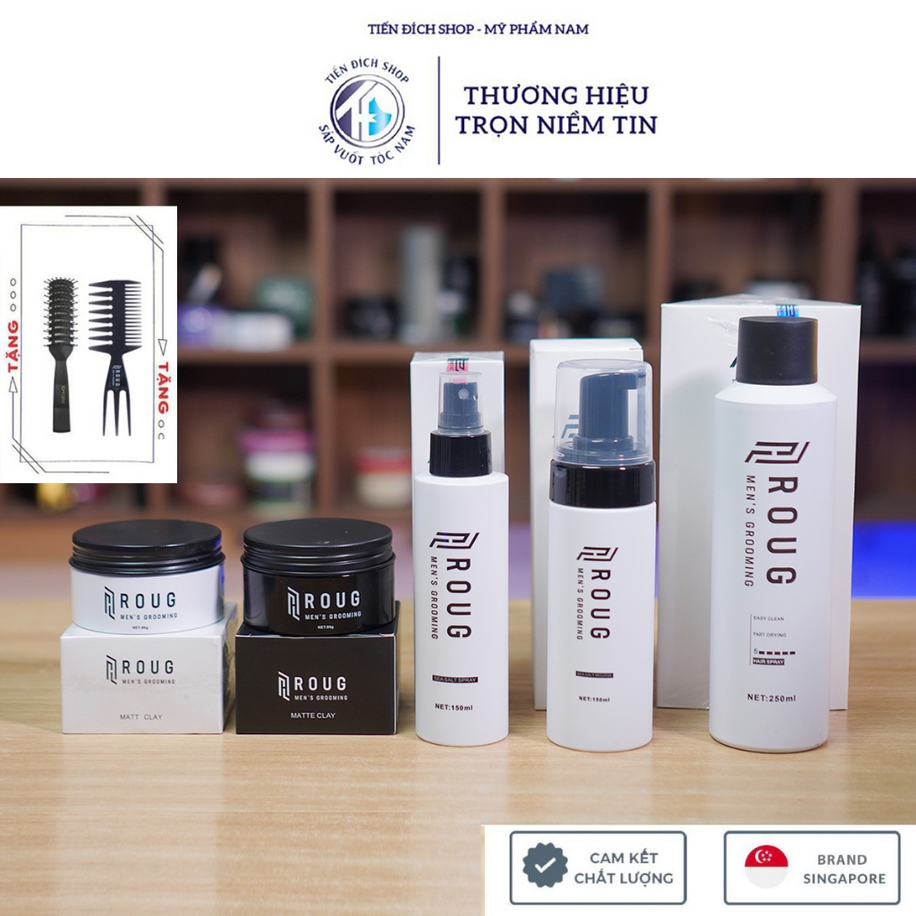 ROUG MENS GROOMING - Sáp vuốt tóc Matt Clay , Matte Clay, Gôm Hair Spray 250ml, Xịt tạo phồng Salt