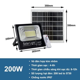 Đèn pha năng lượng mặt trời 200w led to 5730