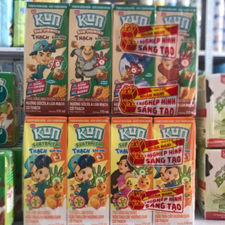 Combo 4 lốc sữa kun trái cây thạch 170ml Hương Cam, Hương Socola