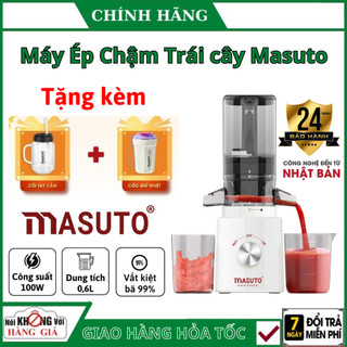 Máy Ép Chậm Masuto Ép Trái Cây Nguyên Quả Kiệt Bã Dung Tích 0,6L Làm Nước Ép hoa quả, làm nước detox, làm kem, BH 2 năm