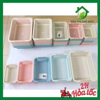 Rổ nhựa chữ nhật cao màu pastel hàn quốc - rổ đựng đồ đa năng nhiều kích cỡ