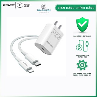 Combo Sạc PISEN QUICK PD 20W Sạc Nhanh, Kèm cáp sạc nhanh Type-C to L - Hàng chính hãng Bảo Hành 12 Tháng Bờm Store