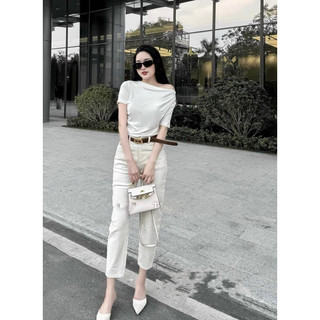 Áo kiểu lệch vai nhún eo hách dáng siêu xinh