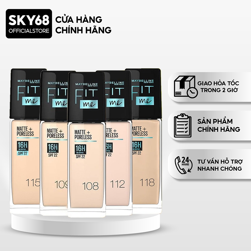 Kem Nền Mịn Nhẹ Kiềm Dầu Fit Me Maybelline Matte Poreless Foundation 30ml