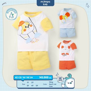 Bộ Mompa cộc tay vải Actif thun cotton cao cấp hình 3D mềm mịn thoáng mát thấm hút tốt cho bé trai bé gái MP 646