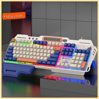 Bàn phím gaming XUNFOX K90 - Bàn phím chơi game thiết kế 104 phím có đèn led cầu vồng màu kèm nút điều chỉnh âm lượng