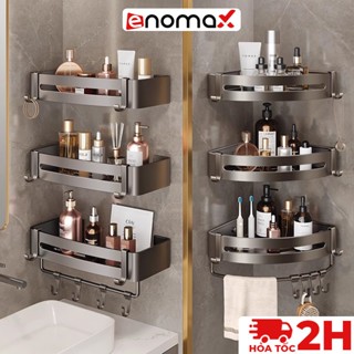 Kệ góc nhà tắm Enomax dán tường, để đồ nhà tắm đa năng  lắp đặt bằng keo chuyên dụng hoặc ốc vít